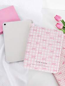 1件装格子蝴蝶结字母彩绘平板电脑保护套，适用于iPad 10代/11代/10.2/10.5/Air4/Air5/10.9/Pro11/Air 11英寸(M2)-2024/Pro 11英寸(M4)-2024/iPad Air 11英寸(M3) 2025/iPad (A16) 11英寸第11代2025/Mini6/Mini7/Air1/Air2/9.7/Tab A8 10.5英寸2022，简约/创意/独特/趣味/可爱/小众设计，不含触控笔，内置笔槽，三折支架，磁吸式睡眠/唤醒功能。 - 彩色 - 查看 4