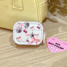 New Large Cherry Bow Design Earphone Case, Transparent Refreshing Earphone Cover, Earphone Anti-Drop Shell, Suitable Compatible With Apple Bluetooth Earphone Protective Case - Clear - View 7