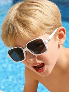 Gafas de montura grande versátiles y casuales para niños - Blanco - Ver 1