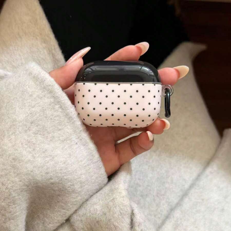 Ốp tai nghe kiểu dáng tối giản Hàn Quốc/Châu Âu/Mỹ, ngọt ngào và cá tính, màu hồng và đen chấm bi, có vòng treo, phù hợp với Pro 2, Apple 4 dễ thương, Minimalist 3 thế hệ 1/2 mới dành cho nữ.