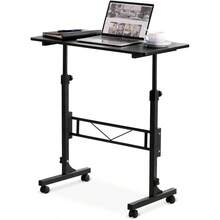 Small Standing Desk Adjustable Height, Mobile Stand Up Desk With Wheels, 32 Inch Portable Rolling Desks For Walking Pad Treadmill Black - Gỗ đen - Xem 1