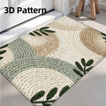 1pc 3D Pattern Doormat, Fresh Green Plant Design Wool Rug, Suitable For Bathroom, Kitchen, Outdoor, Indoor, Hallway, Bedroom, Living Room, Bedside, Machine Washable, Easy To Clean, Non-Slip Bottom, Suitable For Bedroom Winter Decor, Valentine's Day Holiday Decor, Bathroom Accessory Essential, Room Decor Set, Outdoor Decorative Carpet Mat