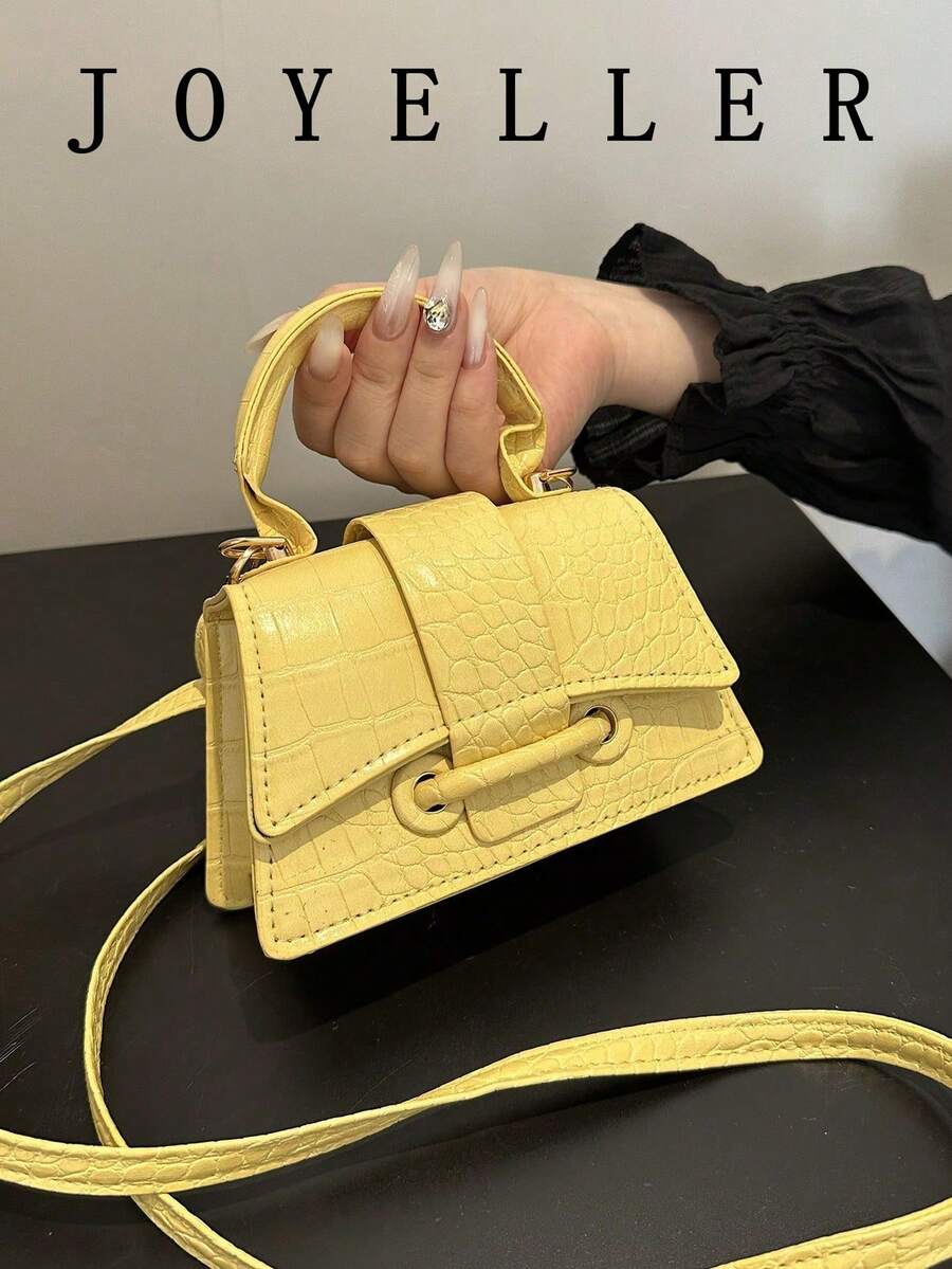 1件复古撞色印花手提包，复古翻盖手提包，女士迷你手提包和钱包