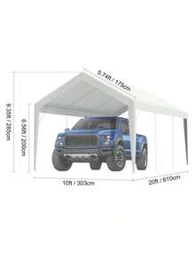 Carport Replacement Canopy Cover 10 X 20 Ft, Garage Top Tent Shelter Tarp Heavy-Duty Waterproof & UV Protected, Easy Installation With Ball Bungees,White (Only Top Cover, Frame Not Include) - 白色 - 查看 10