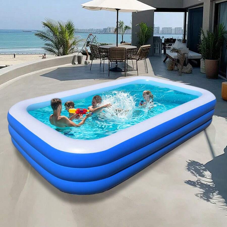 Piscina inflable grande y gruesa para adultos de 120*68*27 pulgadas, piscina familiar para el patio trasero, adecuada para el jardín, parque acuático de verano, piscina portátil de fácil montaje - A - Ver 1