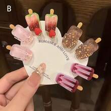 5/10/20 pièces Super mignons clips à cheveux d'été réalistes en forme de mini glace, ventouse à glace, accessoires capillaires DIY pour femmes et filles, coiffure de salon, support de coiffure - Clips à cheveux en forme de glace et de crème, aimants de réfrigérateur DIY, mini accessoires - Mini glaces - Voir 5