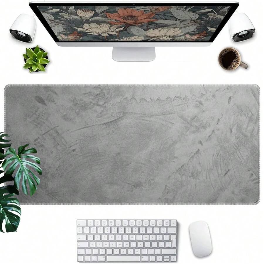 1 tấm lót chuột chơi game lớn màu xám, có vân, cũng có thể dùng làm thảm trải bàn, tấm lót chén đĩa, tấm bảo vệ bàn làm việc, tấm lót học tập, tấm lót bàn phím, nhiều kích cỡ có sẵn, 15.7*35.4 inch (40*90 cm), món quà lý tưởng cho sinh nhật và các ngày lễ - Tấm lót bàn phím máy tính, tấm lót laptop, phù hợp cho game thủ, nhân viên văn phòng và sinh viên, thiết kế tối giản