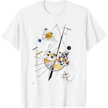 Kandinsky Delicate Tension 1923 T-Shirt All Seasons,220g Pure Cotton Single-Sided Printed Crew Neck Short-Sleeved T-Shirt,Unisex Top,Base Layer - 顏色1 - 查看 1