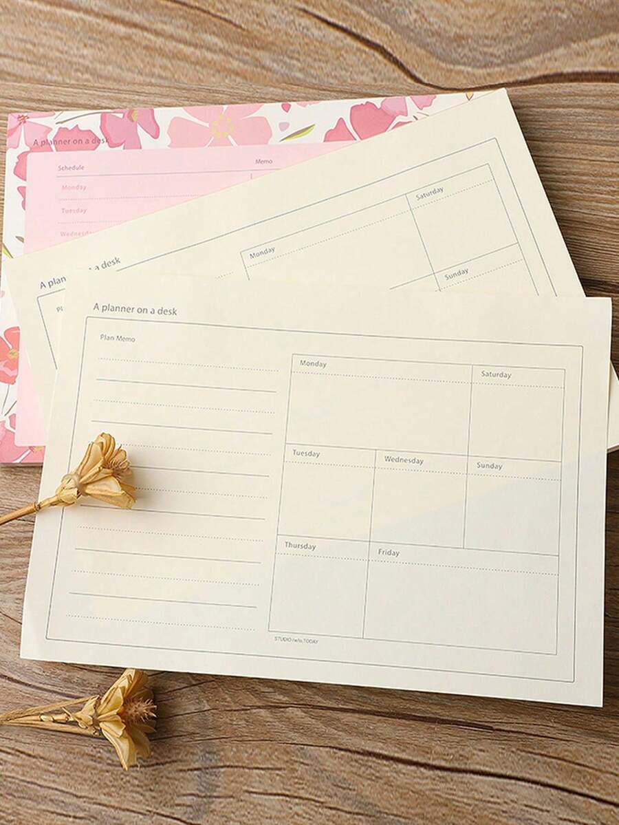 1pc Creative Minimalist Weekly Planner Notebook, 50 Sheets/100 Pages, Blank Tear-Off Weekly Plan Memo Pad, Portable Student Schedule Planner Notepad - Weekly Planner - View 1