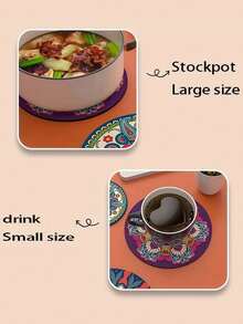 1 pieza Posavasos de té resistente al calor, lindo tapete de mesa de comedor, almohadilla antescaldadura para ollas, salvamanteles de goma de alto valor, salvamanteles resistente al calor para ollas calientes - Multicolor - Ver 10