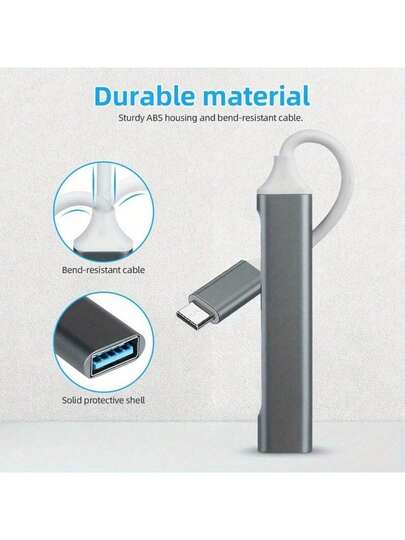 This 4-Port Aluminum USB-C Hub Features Both USB Type-C And USB-A Ports, Is Deformation-Resistant, With A Simple And Elegant Design. Suitable Compatible With MacBook, Pro, Mini, IMac, Surface Pro, Surface XPS And Other Personal Computers, Perfectly Compatible With USB Drives, Hard Drives And Other Devices.