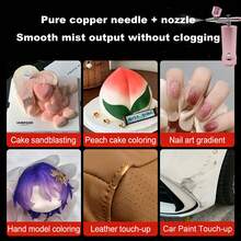 可充电手持式喷枪系统，易于组装，适用于化妆、美甲和DIY项目 - 粉色 - 查看 6