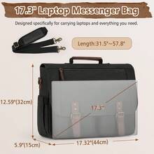 Vintage Men's Messenger Bag, 15.6 Inch Water-Resistant Canvas Laptop Briefcase, Large Capacity Computer Satchel For Work, College & Travel - Black - View 7