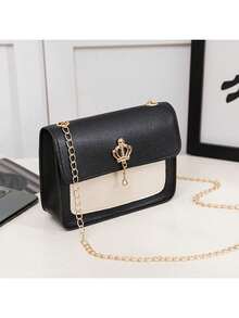 1pc Girls' Crown Chain Small Square Crossbody Bag, Waterproof Durable Lightweight Shoulder Bag, Ideal Gift Choice - Multicolor - View 7