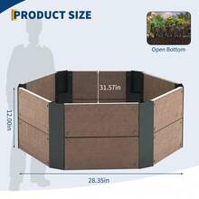 Hexagon Raised Garden Bed Kit, 6-Panel Wood Look Planter Box for Indoor & Outdoor Use, 11.8 Inches Deep Large Herb & Vegetable Grow Bed for Patio, Balcony, Yard - 80*80*30cm - Ver 7