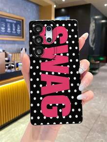 1pc Letter & Polka Dot Pattern, Black Pupil Shockproof TPU Material Phone Case, Suitable As Holiday Gift, Compatible With Samsung, Xiaomi Redmi, OPPO, VIVO Protective Cover, Unisex - Multicolor - View 3