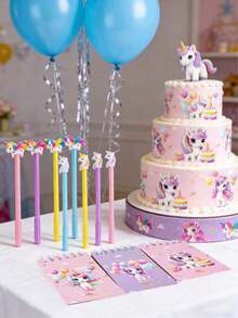 16件套独角兽笔记本及文具套装，包含独角兽主题笔记本、圆珠笔、迷你笔记本，可爱独角兽主题派对礼品，适合婴儿派对、生日、办公用品、学校奖励、复活节、返校礼物等场合。 - 角獸線圈本+獨角獸筆 - 查看 4