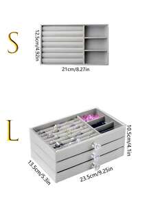 1个1/3层天鹅绒首饰盒，抽屉式首饰收纳盒，适用于项链、耳环、戒指，女士和女孩礼物，大容量便携式首饰盒，浴室收纳盒，桌面抽屉盒，可堆叠首饰盒，抽屉式首饰盒，戒指盒，耳环架，三层亚克力天鹅绒首饰盒 - 彩色 - 查看 10