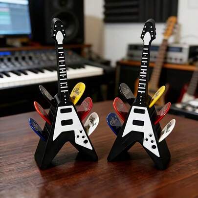 1 Peça Caixa de Armazenamento de Palhetas em Formato de Guitarra, Suporte para Dispositivo de Palheta, Estojo Durável para Exibição de Palhetas de Guitarra, Acessório Musical Perfeito para Palhetas de Guitarra, Presente Ideal para Entusiastas de Guitarra e Músicos