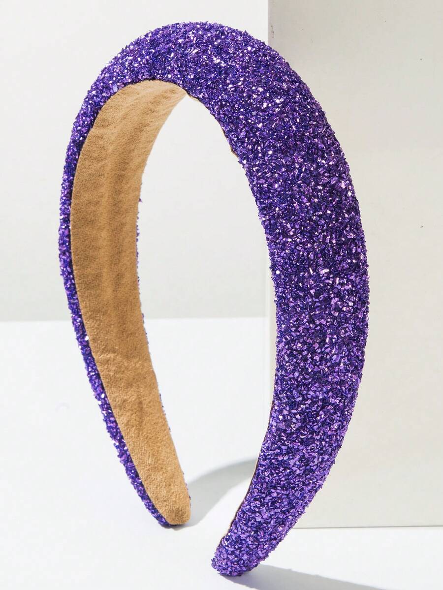 1pc Korean Baroque Style Colorful Crystal Candy Sponge Wide Headband, Suitable For Girls Party Accessories - FG1621-purple - View 1