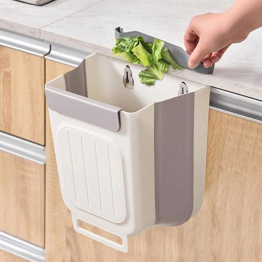 Foldable Trash Can For Home Kitchen Cabinet, Hanging Waste Storage. - white - 查看 1