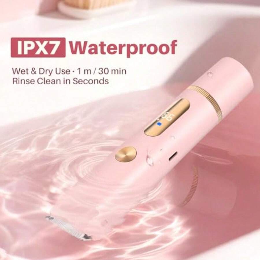 Cortadora de bikini mejorada 2025 para afeitadora de doble cabeza con pantalla LCD recortadora de pelo de cerámica IPX7 impermeable para ducha en húmedo y seco bolsa de regalo-035 - Rosa - Ver 1