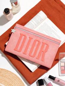 Dior Material，2026春夏新款，粉色漆皮化妆包，压纹Logo和星星吊坠，闪亮旅行化妆包 - 粉色 - 查看 5