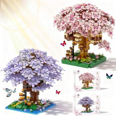 1000+ Building Blocks, Cherry Blossom Bonsai Tree Building Set, Flowers Tree House Model Sets For Adults, Micro Bricks Collectible Creative Gifts, Stress Relief DIY Craft & Mindful Hobby, Home Office Desktop Decor, Perfect Valentine's Day, Easter & Birthday Gift For Adults Girls Boys