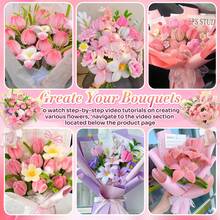 393 情人节毛根花艺套装，手工制作，包含特制毛根花茎、200 根毛根、10 根绿色花茎、1 卷胶带、约 150 颗珠光黄色花蕊、约 30 颗珍珠、1 条丝带、1 张贺卡，母亲节礼物 - 393pcs Set - 查看 10