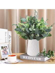 12件/套，11.8英寸人造叶枝，塑料玫瑰叶，仿真绿植，适用于室内外家居酒店派对婚礼装饰、桌面摆件、DIY工艺品、Rama装饰 - 綠色 - 查看 9