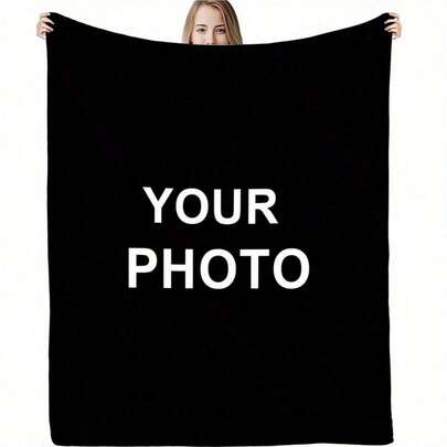 Customized Personalized Photo Flannel Blanket, Customize Your Own Photo Wedding Couple Family Throw Blanket And Any Photo, Soft Flannel Throw Blanket Digital Printing, Hand-Washable Or Machine-Washable 280gsm, All-Season Comfortable Polyester Blanket Great Gift For Friends, Family, Wedding, Birthday, Warm, Soft, Comfortable, Comfortable Personalized Ideal Gift For Him, Her, Boyfriend, Girlfriend Dad, Mom, Family, Friends, Pets, Anniversaries, Valentine's Day, Mother's Day, Birthdays, Father's Day, Weddings, Graduation, Christmas, Sofa, Bed, Car, Bedroom, Living Room, Office, Outdoor Camping, Beach, Wall Decoration