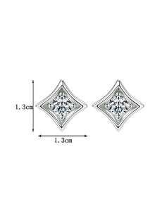 BLOVEMEE 2pcs Minimalist Hip-Hop Style 925 Silver 0.5Carat X 2 Moissanite Diamond Stud Earrings, Suitable For Women's Daily Wear, Party, Vacation, Unisex Earrings, Mother's Day, Birthday, Wedding Anniversary Jewelry Gift - EH0040M - View 3