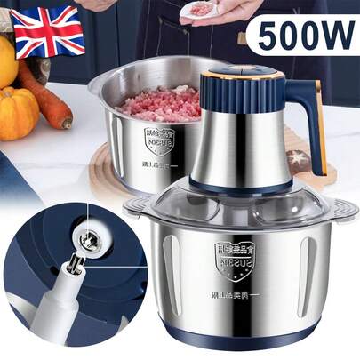 1pc Electric Kitchen Chopper With Stainless Steel Bowl, Multi-Chopper With 5 Speed Rating, Meat Grinder With 6 Blades For Meat, Onions, Fruits, Vegetables