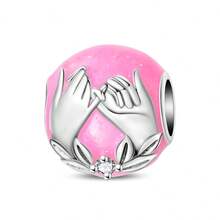 1颗镀银情人节粉色玫瑰夜光珠子首饰，适用于3毫米原创手链项链DIY吊坠制作，女士日常礼物，生日派对节日赠品 - 粉色 - 查看 14