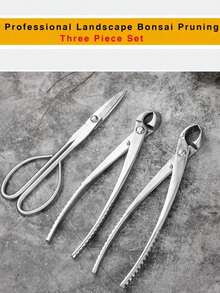 3pcs Stainless Steel Professional Gardening Pruning Shears Set, Suitable For Bonsai Trimming, Bud Trimming, Branch Shaping And Ball Trimming - 3-In-1 Multifunctional Tool Kit - A - View 2