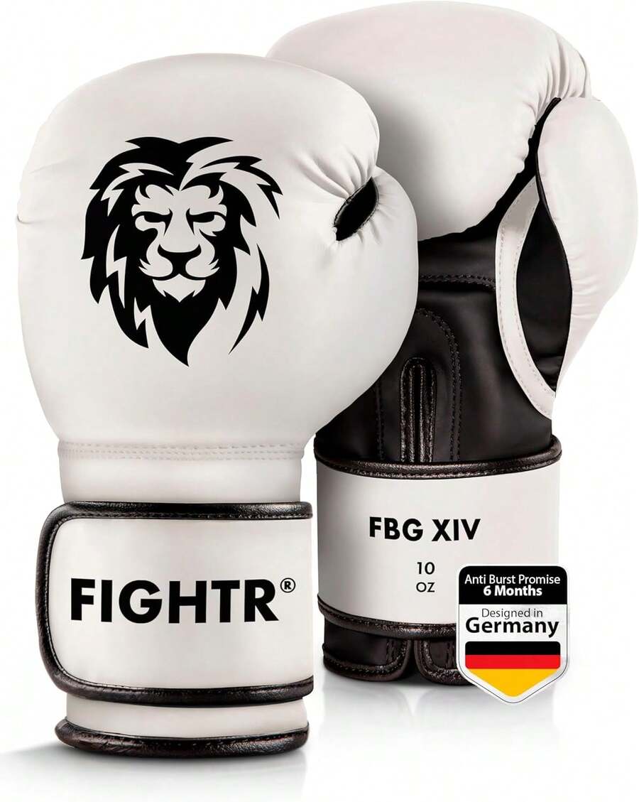 Guantes de boxeo Premium para mayor estabilidad | para hombres y mujeres | Boxeo, MMA, Muay Thai, Kickboxing, Training & Sparring 08 10 12 14 16 oz | incl. Bolsa de transporte - Blanco/Negro - Ver 1