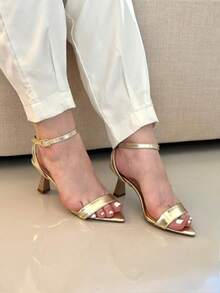 Gisele Sandal With Leaf-Shaped Toe And Cup Heel. - Dorado - Ver 6