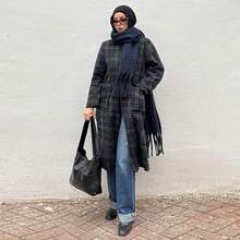 Livesso 格子翻领纽扣前襟女式外套，秋季女装 - 彩色 - 查看 7