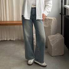 DAZY Women Jeans Tombol Kantong Zip Plain - Biru - View 7