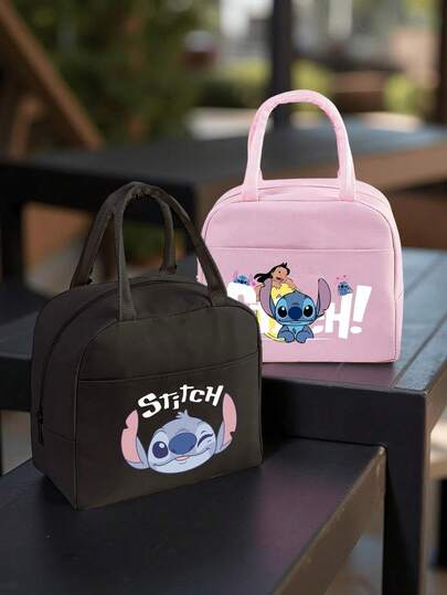 1pc Cartoon Printed Insulated Lunch Bag, Aluminum Foil Lining Portable Tote Bag With Front Pocket And Durable Zipper, Reusable Lightweight Bag For Students, Work, Travel, Picnic, Food Storage