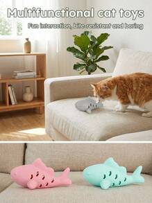 PETSIN Pet Silicone Fish-Shaped Food Leak Educational Toy Pet Bite Resistance Training Fun Cat And Dog Toy - Multicolor - View 3