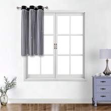 2 Panels Black Blackout Curtains With Star Cutouts, Solid Color Curtains With Lace Voile Layers, Suitable For Bedroom, Living Room - Black - View 26