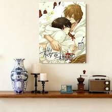 Framed 1pc Romantic Anime Couple Painting - Vintage Anime Art Black Frame Sweet Love Wall Picture, Cute Anime Wall Decor For Bedroom,, Christmas & Valentine's Gift For, Nostalgic Anime Artwork For Or Office Decoration - Framed - 查看 3