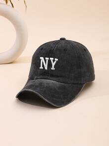 1pc Men's Embroidered New York Washed Baseball Cap, Adjustable Outdoor Casual Dad Hat - Hot Pink - View 11