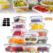24 -Piece Food Storage Container Set Kitchen Storage Boxes Leak-Proof Meal Prep Boxes Local Warehouse - Sealed Design, Easy-To-Close Lids, Stackable Includes 12 Lunch Boxes, 12 Lids, And Free Labels And Markers, Suitable For Kitchen And Pantry Organization - 24-piece Set - View 7