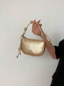 Lychee Grain Mini Handbag, Women's New Fashion Compact Daily Crossbody Bag - Gold - View 5