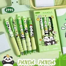 熊猫软握可按压可擦熊猫凝胶笔，学生礼品奖品，0.5毫米墨水，大容量多层铅笔盒，返校必备办公用品，情人节礼物 - 多色 - 查看 9