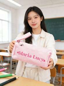 1 pieza Caja de papelería personalizable, Estuche de lápices personalizable, Caja de almacenamiento de papelería personalizable para volver a la escuela, Estuche de mano, se puede personalizar con texto, nombre y logotipo, Estuche de lápices de doble capa, Estuche de lápices minimalista, Gran capacidad, Elegante y de moda, Reutilizable, Útiles escolares, Temporada de vuelta a la escuela, Artículos esenciales para la escuela, Regalo de vuelta a la escuela, Imprescindible de vuelta a la escuela - Multicolor - Ver 7