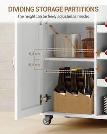 HaluPeit Serving Trolley With 3-Tier Wine Rack, Kitchen Trolley With Wheels, 3-Tier Storage Shelf, Wine Rack, For Kitchen, Living Rooms And Dining Rooms & Outdoor Use, 68 * 86 * 40 Cm - 白色 - 查看 4