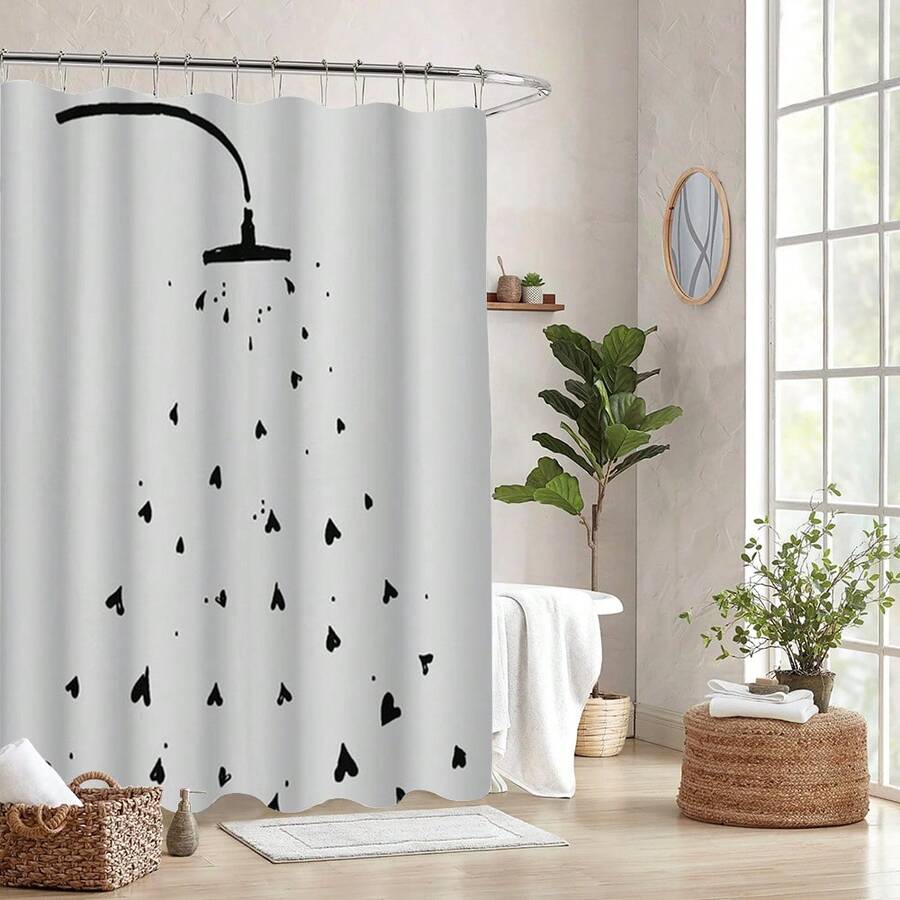 It's Raining Love Shower Curtain - Funny Shower Curtain, Cute Shower Curtain, Lovely Shower Curtain - C - View 1